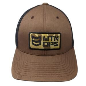 MTN OPS Snapback Trucker Hat Brown One Size Adjustable Mesh Back Embroidered